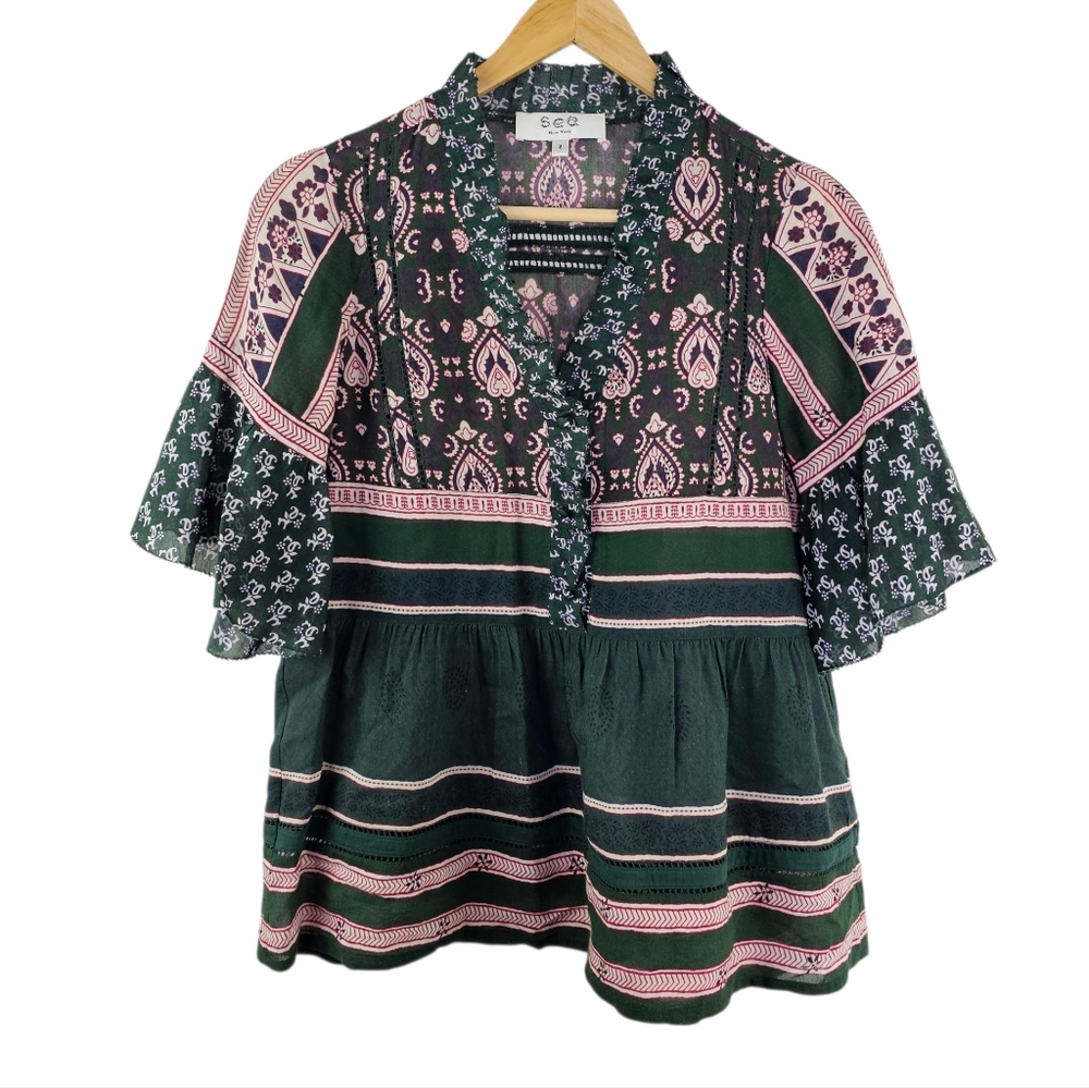 Sea New York Mia Peplum Bohemian Short Sleeve Top 2